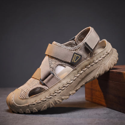 Lugged Sport Sandals khaki mesh fisherman sandal