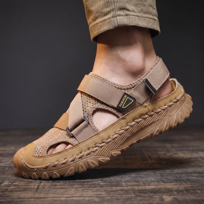 Lugged Sport Sandals worn lifestyle on dark floor