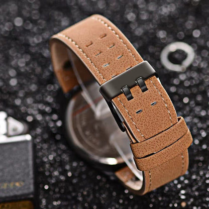 Classic Leather Quartz Wristwatch
