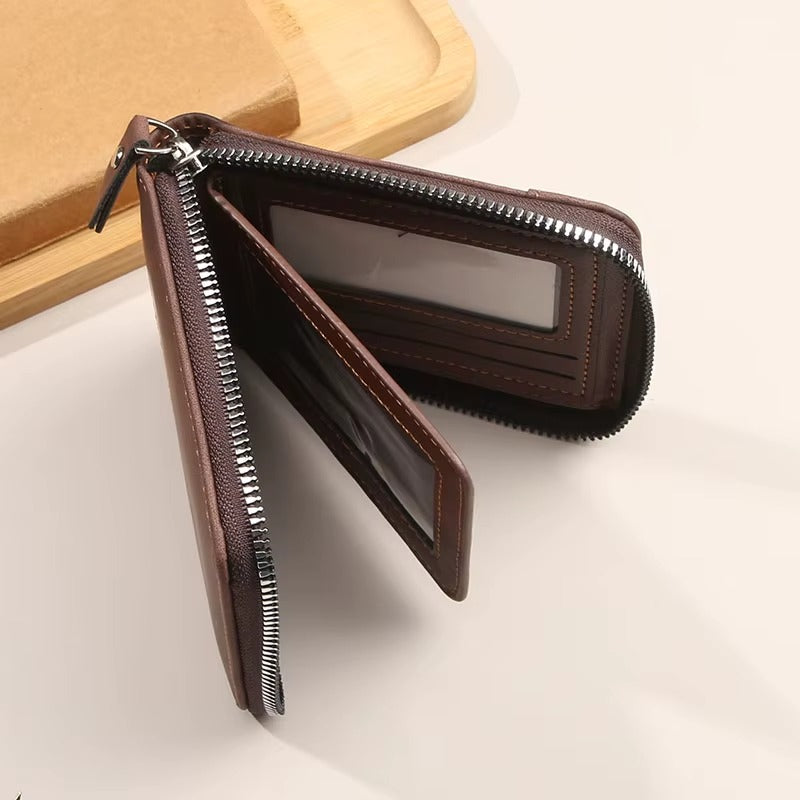 Vintage Leather Zipper Wallet