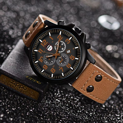 Classic Leather Quartz Wristwatch