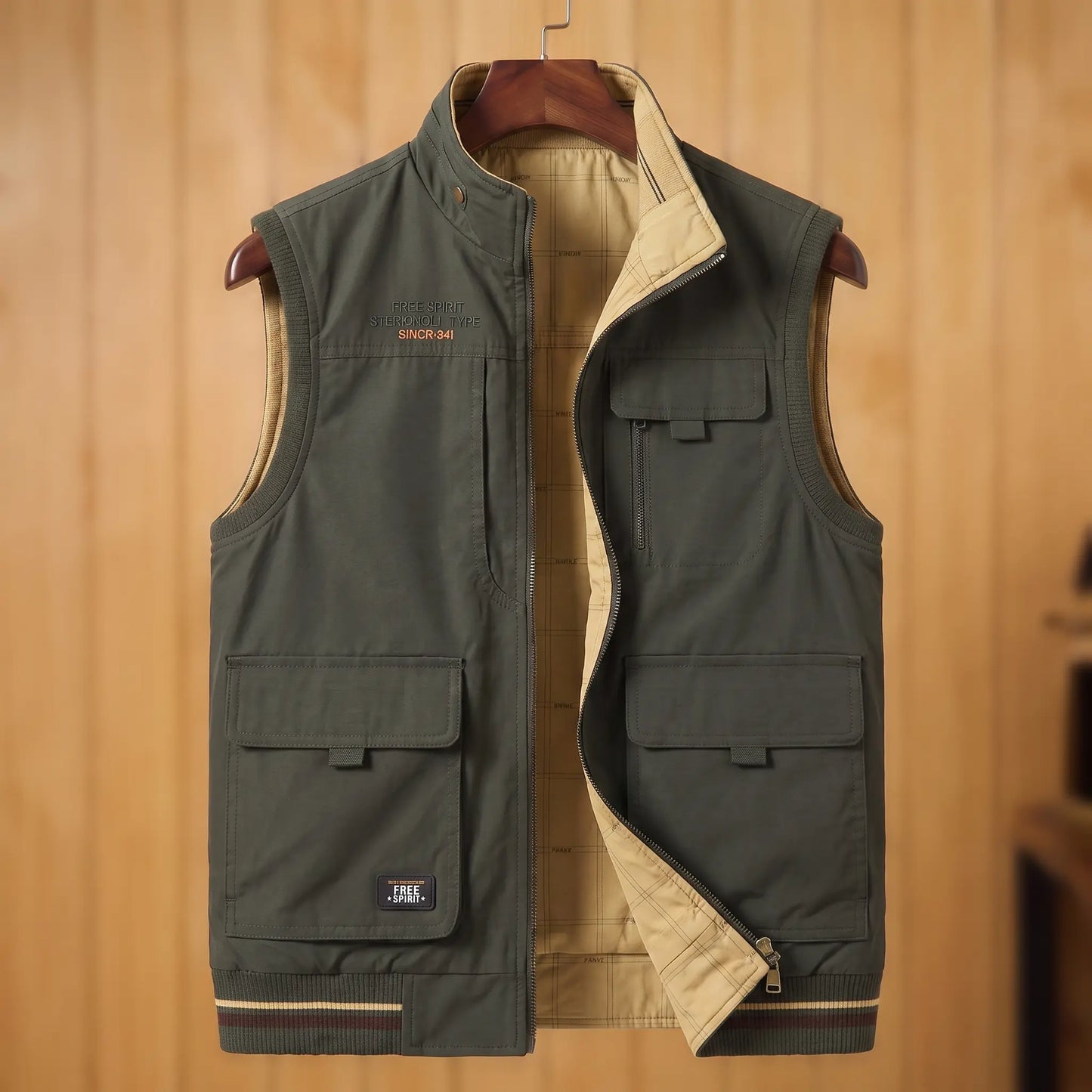 Army Green & Khaki reversible utility vest