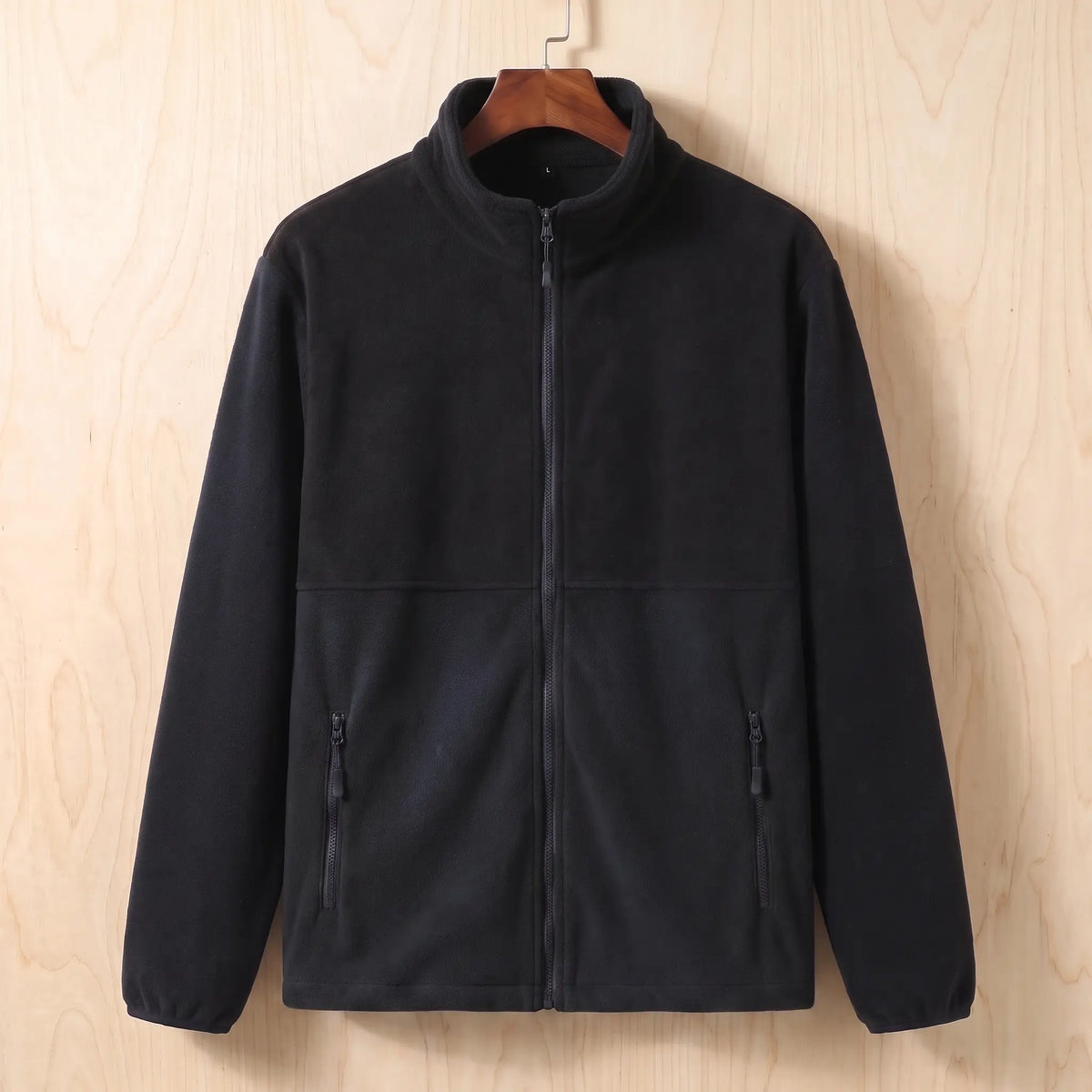 Panelled fleece jacket black