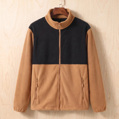 Panelled fleece jacket brown