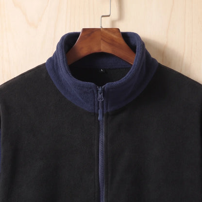 Panelled fleece jacket collar and zip detail