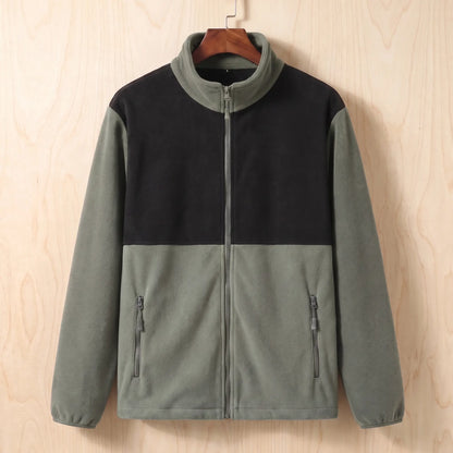 Panelled fleece jacket green