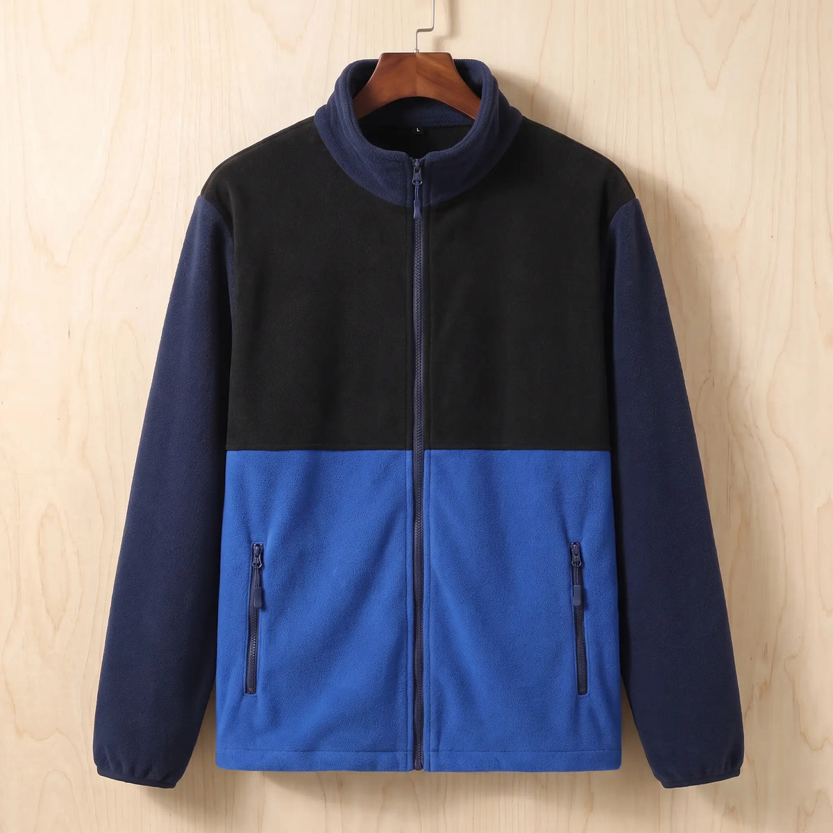Panelled fleece jacket navy