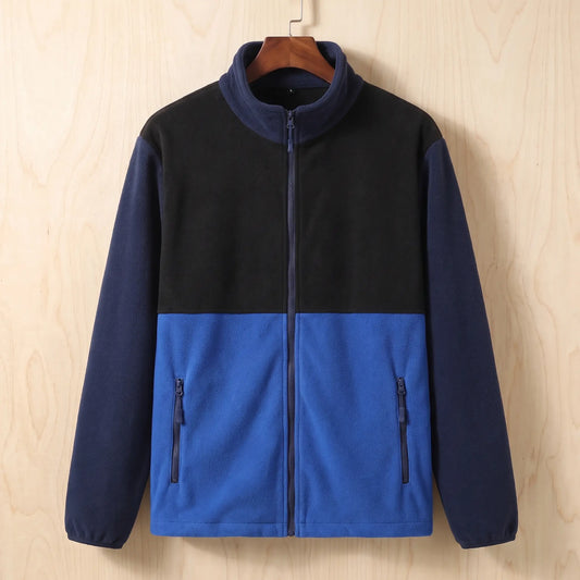 Panelled fleece jacket navy