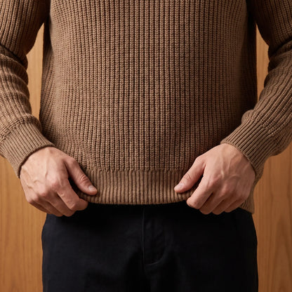 Raglan sleeve knit worn