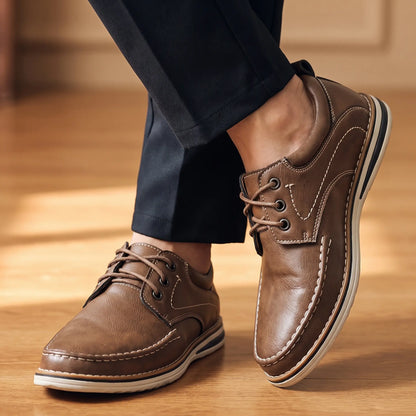 Man wearing the leather loafers