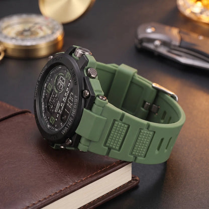 Side profile of the Screw Bezel Watch showing the pushers, case and strap