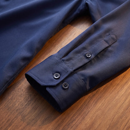 Cuff and fabric detail of a bamboo silk dress shirt