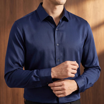 Man wearing a bamboo silk formal shirt