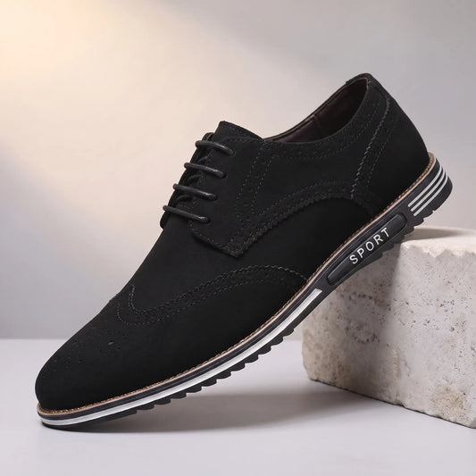 Black faux-suede lace-up oxford sneaker