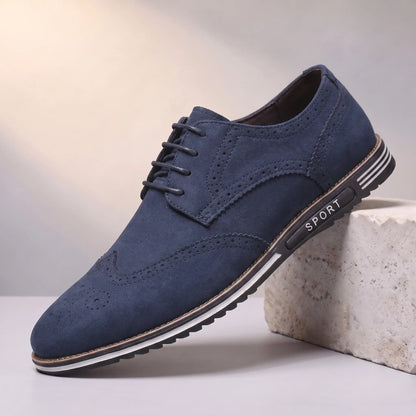 Blue faux-suede lace-up oxford sneaker