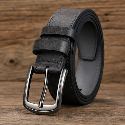 Men's Timeless Metal Buckle Belt in Black