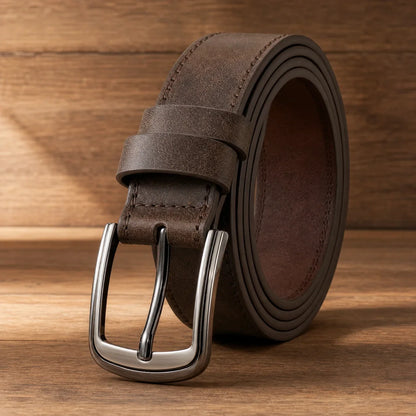 Men's Timeless Metal Buckle Belt in Coffee
