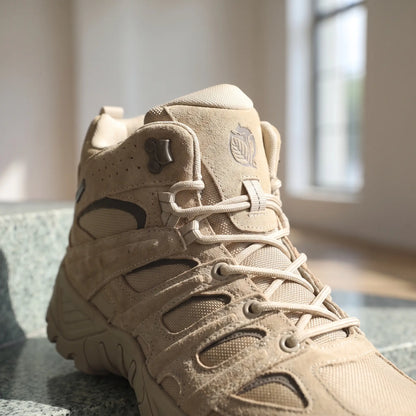 Close up of the speed lacing hooks, eyelets and padded collar on the Toe Bumper Boots