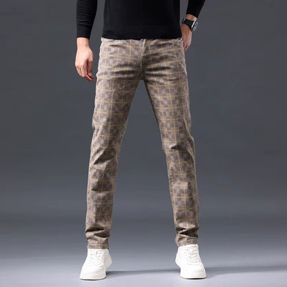 Casual Check Straight-Leg Pants
