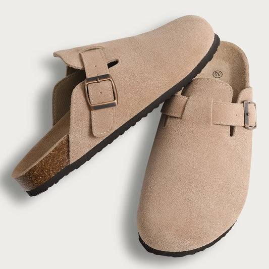 Relaxed Cork Suede Mules