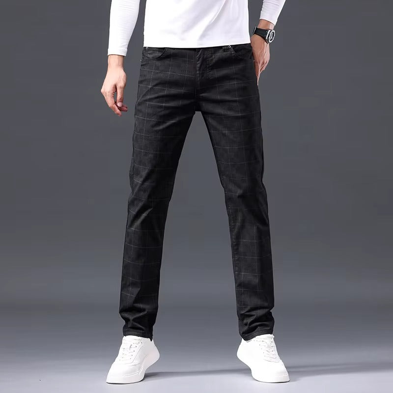Casual Check Straight-Leg Pants