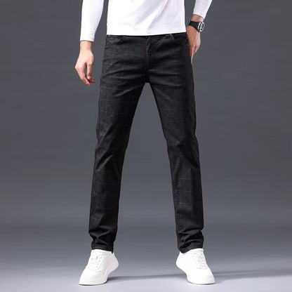 Casual Check Straight-Leg Pants