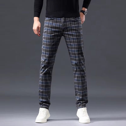 Casual Check Straight-Leg Pants