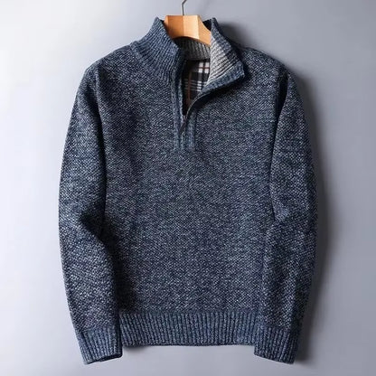 PADDED ZIP NECK SWEATER