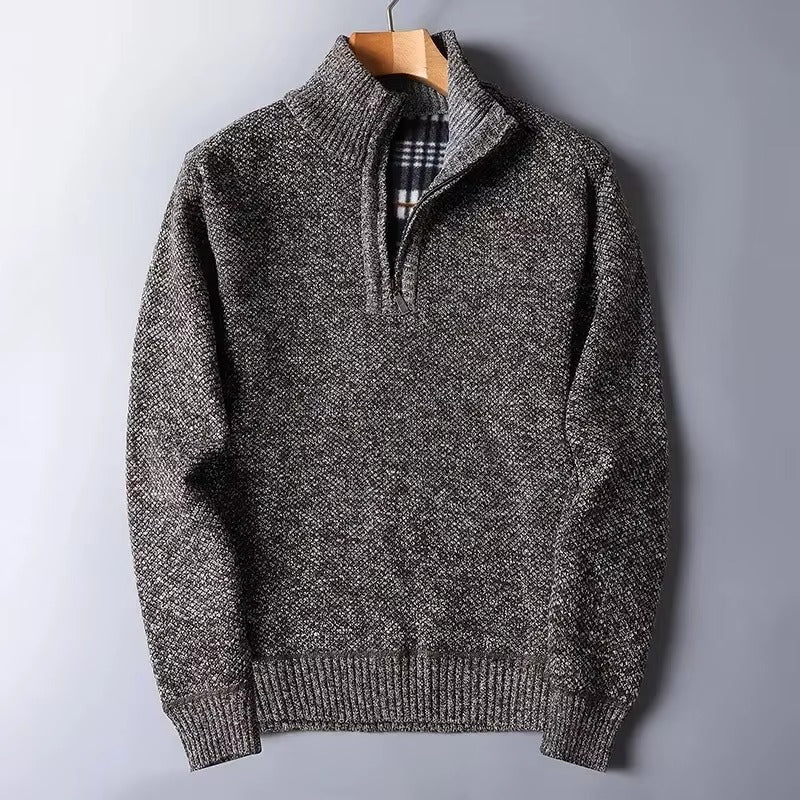 PADDED ZIP NECK SWEATER