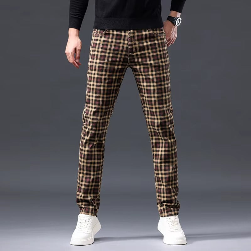 Casual Check Straight-Leg Pants