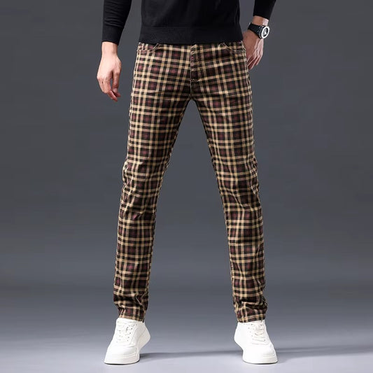 Casual Check Straight-Leg Pants