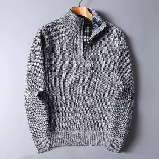 PADDED ZIP NECK SWEATER