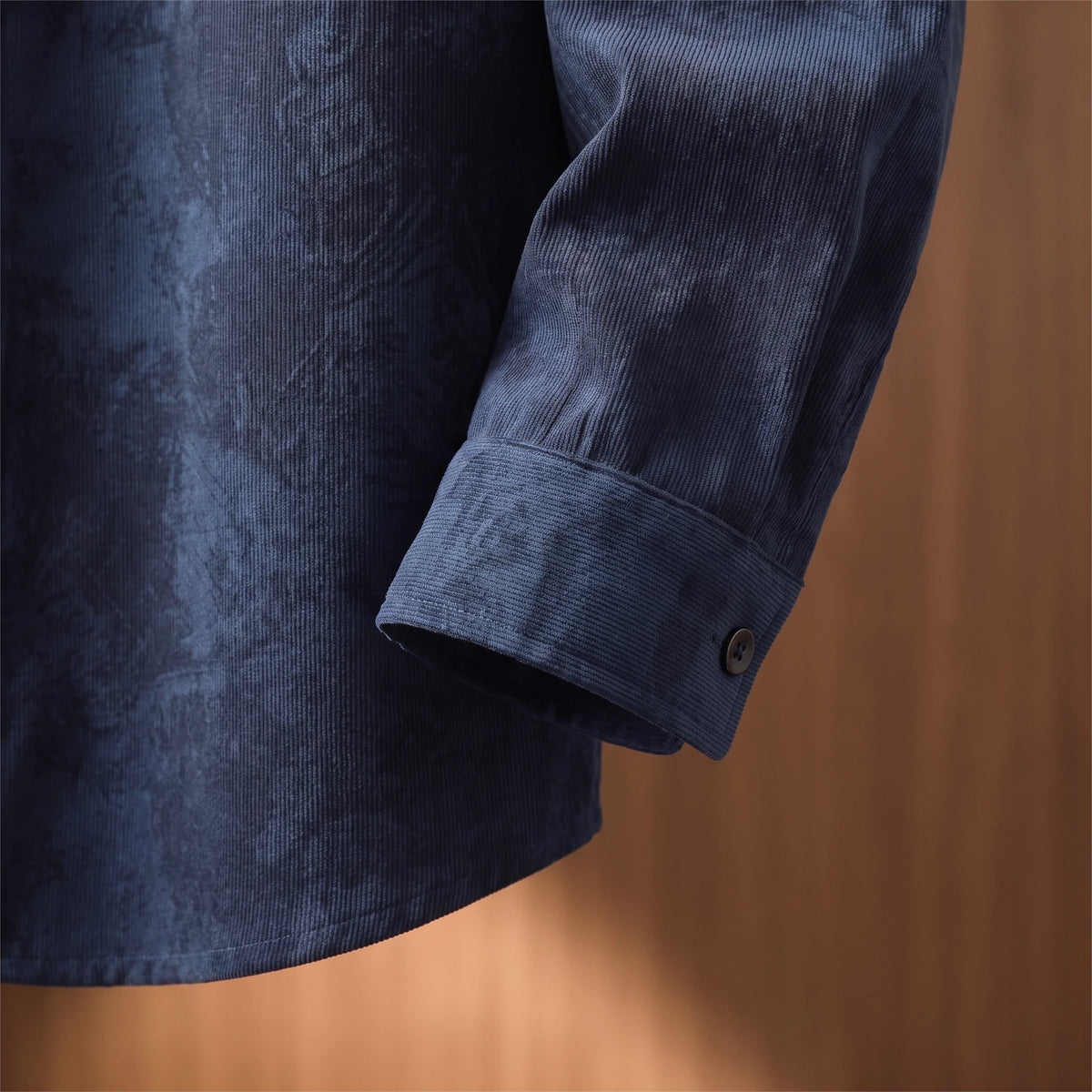 Vintage corduroy shirt cuff and hem fabric detail