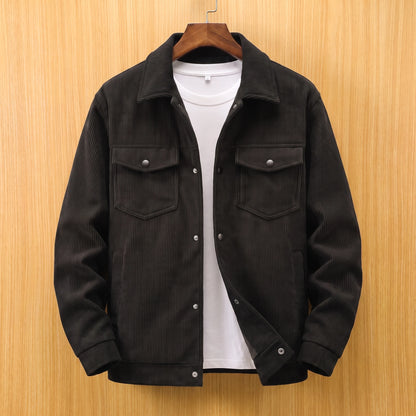 Waled Corduroy Jacket black trucker jacket