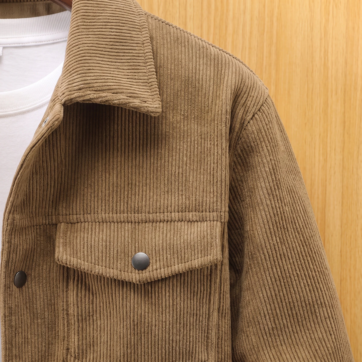 Waled Corduroy Jacket collar and chest pocket detail