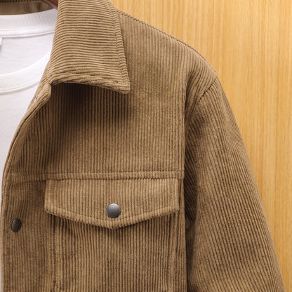 Waled Corduroy Jacket collar and chest pocket detail
