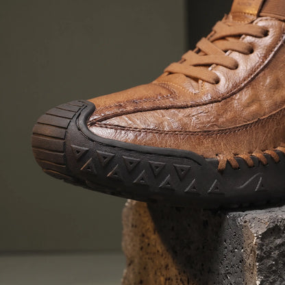 Close up of the rubber toe bumper and lug sole tread
